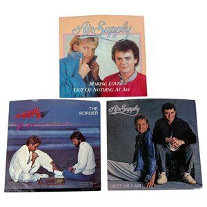 3 Air Supply & America 45 RPM Vinyl Records 7” Picture Sleeves The Border Tested